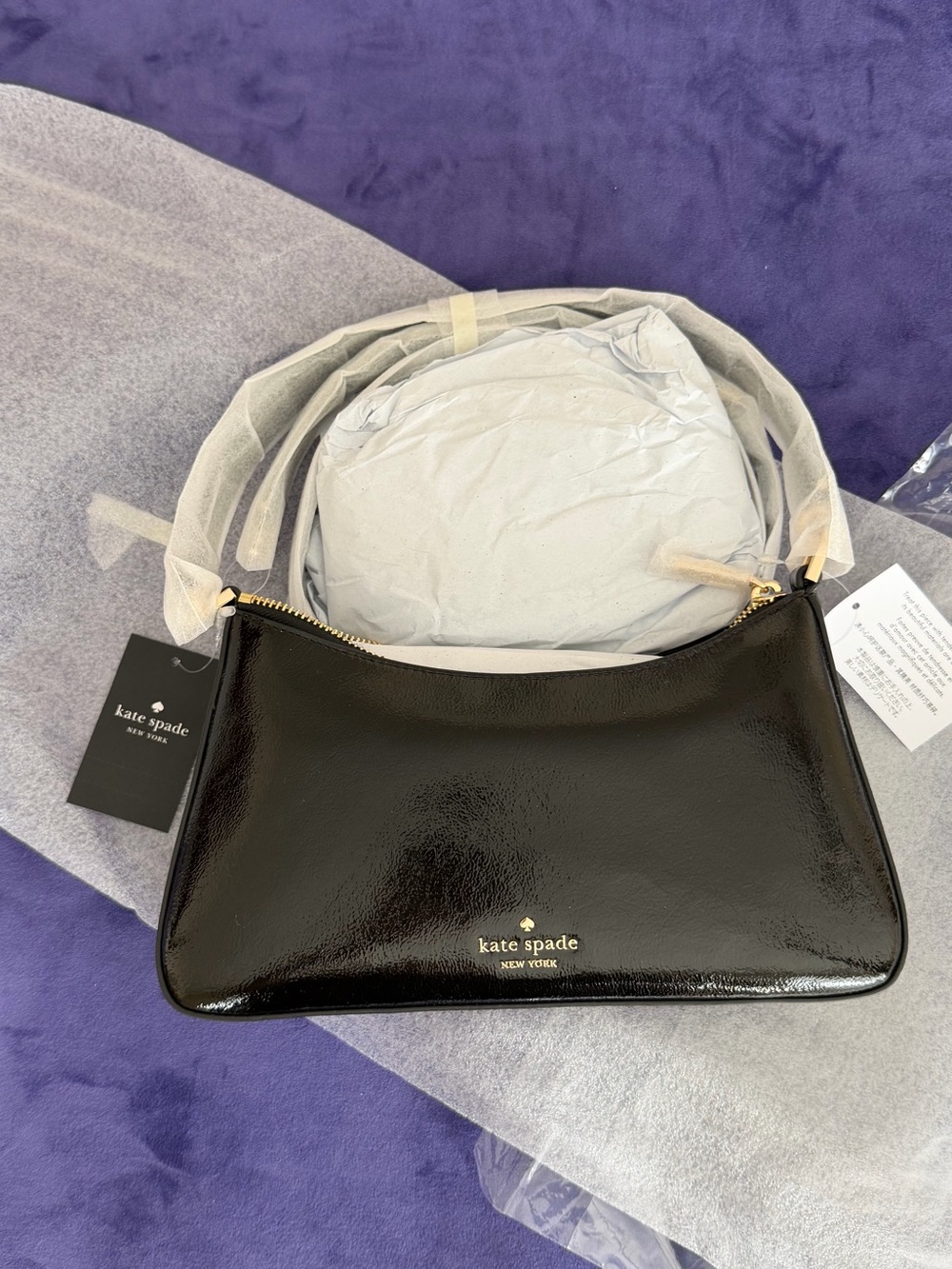 kate spade Margot Shiny Leather Shoulder Bag in Black - Picture 8 of 15